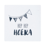 Vierkante stickers hiep hiep hoera 10 stuks