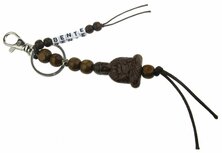 Sleutelhanger boeddha meditatiehouding bruin met naam