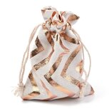 Katoenen zakjes zig zag metallic rosegoud