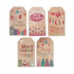 Kerst label 7 x 4.5 cm mix merry christmas 10 stuks