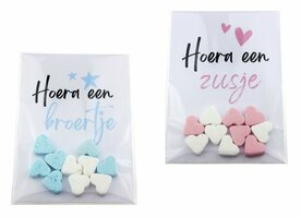 Geboortebedankje hoera een zusje of broertje vruchtenhartjes