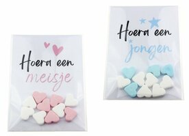 Geboortebedankje hoera een jongen of meisje vruchtenhartjes