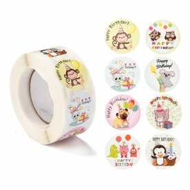 Ronde stickers happy birthday design 5
