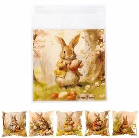 Cellofaan zakjes met plakstrip paashaas tafereeltjes mix 13 x 10 cm 10 stuks