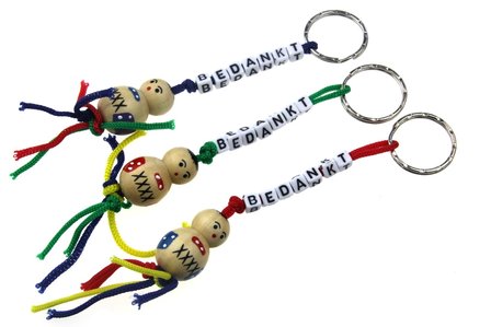 Gelukspoppetjes sleutelhanger chinees gelukspoppetjes 3 cm bedankt