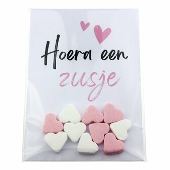 Geboortebedankje hoera een zusje of broertje vruchtenhartjes