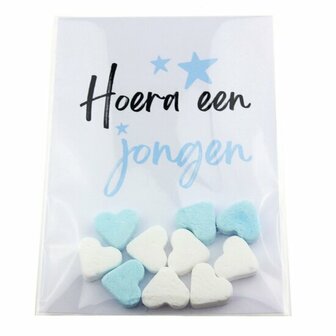 Geboortebedankje hoera een jongen of meisje vruchtenhartjes