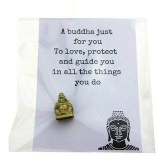 Gelukszakje kaart a buddha just for you met 3 cm boeddha