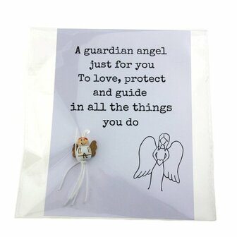 Gelukszakje kaart wit of kraft a guardian angel just for you gelukspoppetje engeltje met vleugels