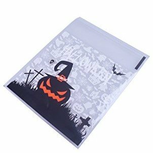 Cellofaan zakjes halloween zwarte pompoen 10 stuks