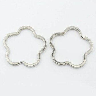Sleutelhanger ringen bloem 10 stuks