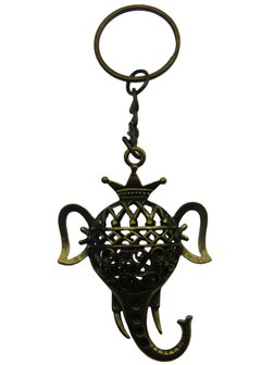 Sleutelhanger bronskleurig metaal olifant nr 5