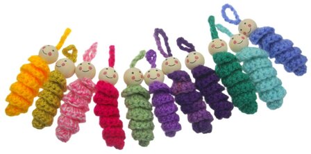 Worry Worm Kleurenmix in Organza Zakje met tekst label