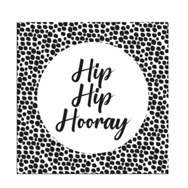 Vierkante stickers hip hip hooray 10 stuks