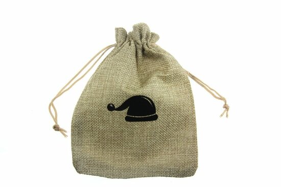 Jute zakjes 13 x 18 cm kerstman muts zwart