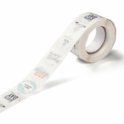 Ronde stickers happy birthday design 1