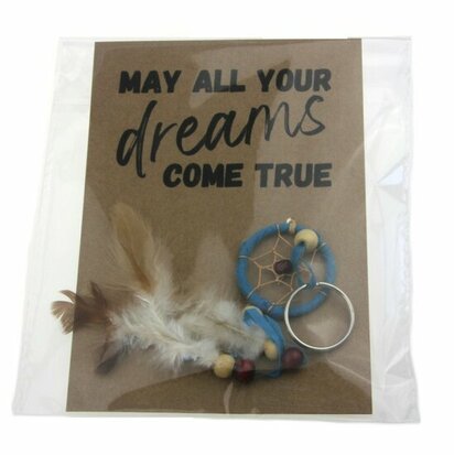 Gelukszakje kaart may all your dreams come true sleutelhanger dromenvanger