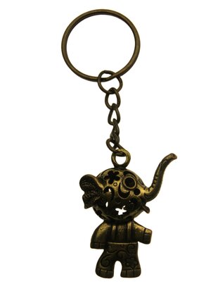 Sleutelhanger bronskleurig metaal olifant nr 4