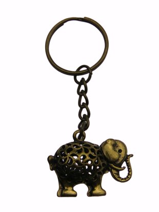 Sleutelhanger bronskleurig metaal olifant nr 7