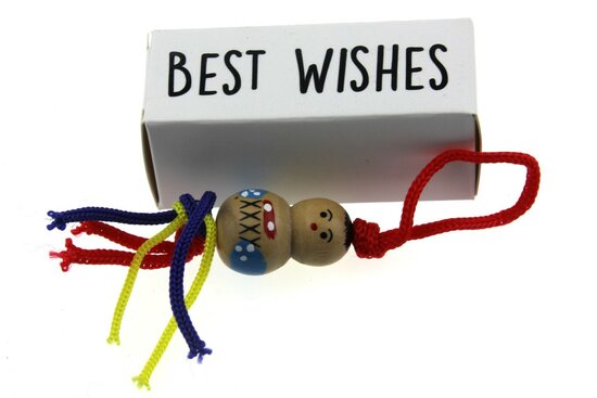 Geluksdoosje langwerpig best wishes met 4 cm chinese gelukspop