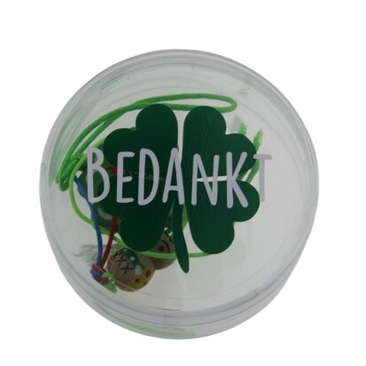 Geluksdoosje plexi rond klavertje bedankt