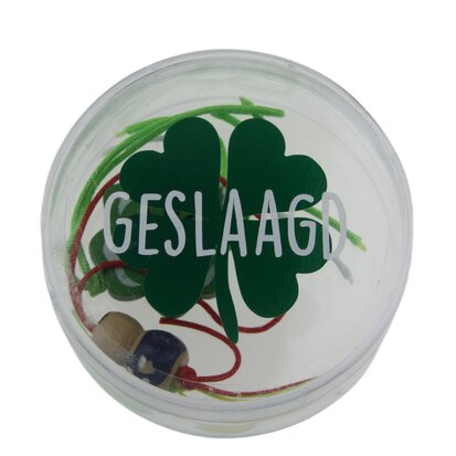 Geluksdoosje plexi rond klavertje geslaagd