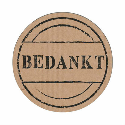 Ronde kraft stickers BEDANKT 10 stuks