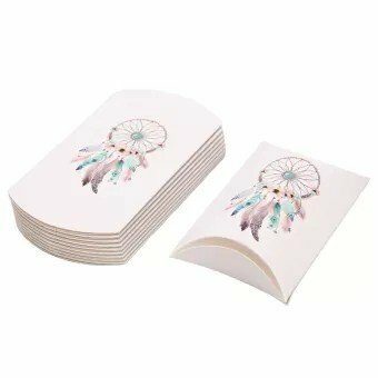 Geluksdoosje gondeldoosje wit met dromenvanger afbeelding pastel kleuren met sleutelhanger dromenvanger