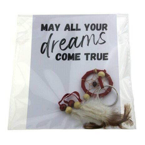 Gelukszakje kaart may all your dreams come true sleutelhanger dromenvanger