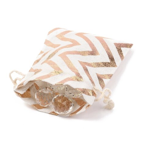 Katoenen zakjes zig zag metallic rosegoud